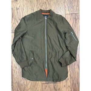 Forever 21 Mens Olive Green Mid Length Bomber Jacket Size M Slim